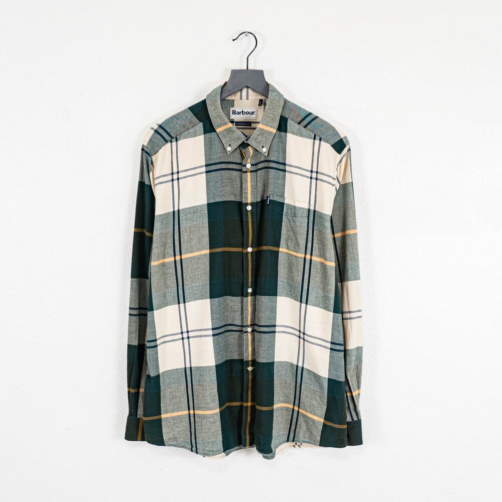Barbour Men's Flannel Button Down Shirt Endsleight Tartan size Large Tailored